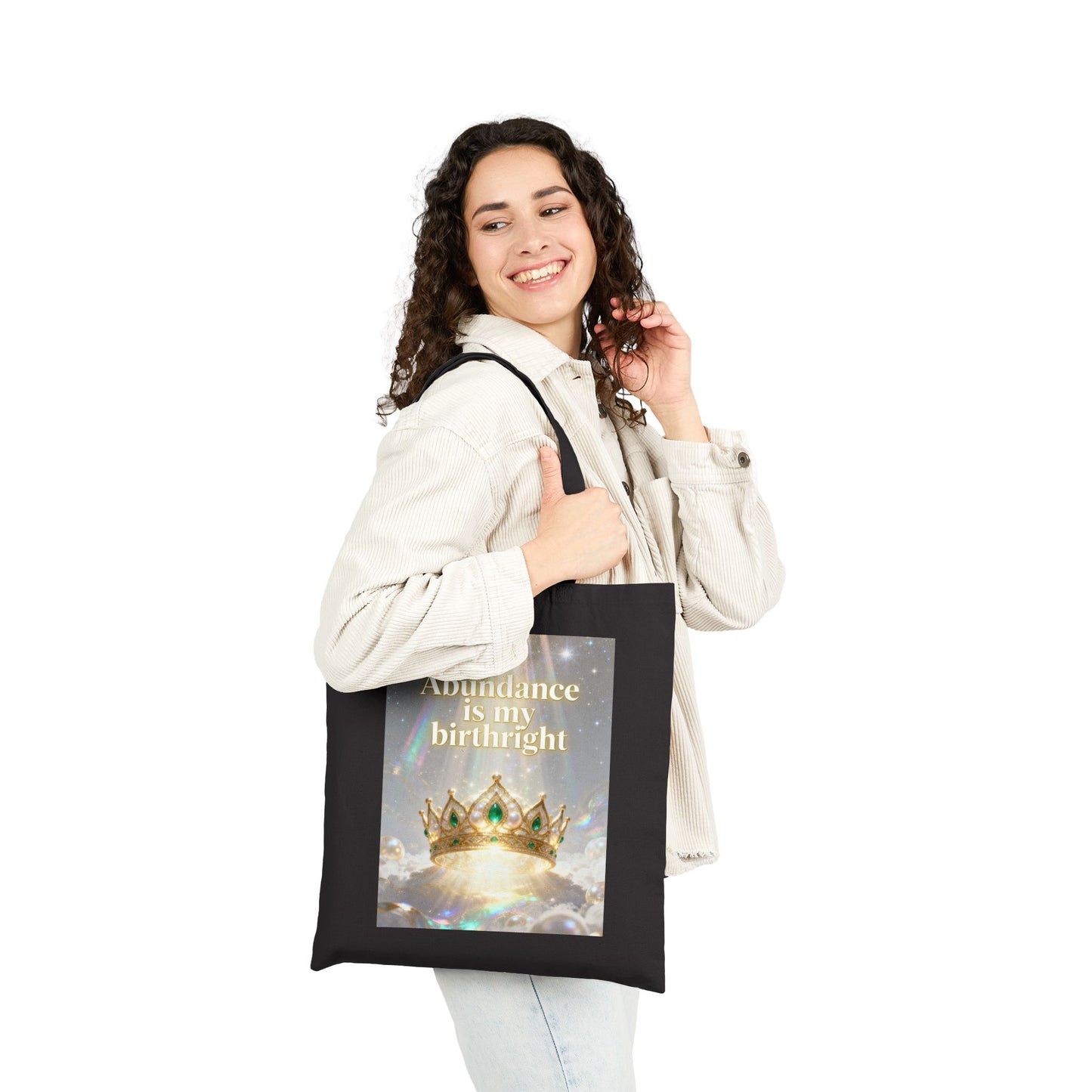 "Abundance Is My Birthright" —Crown Spiritual Affirmation Canvas Tote Bag
