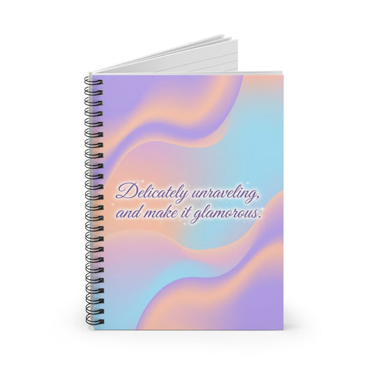 "Delicately unraveling and make it glamorous." —Pastel Aesthetic Ruled Journal Spiral Notebook