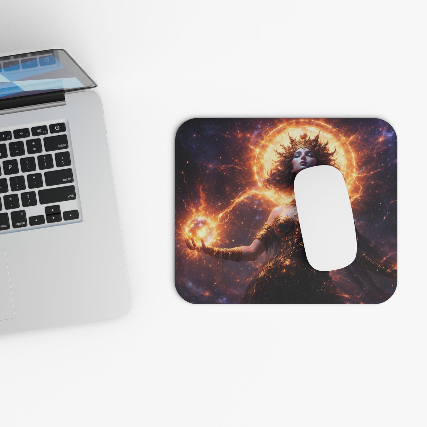 Solar Goddess Mouse Pad — Fantasy Cosmic Desk Mat — Gamers & Artists