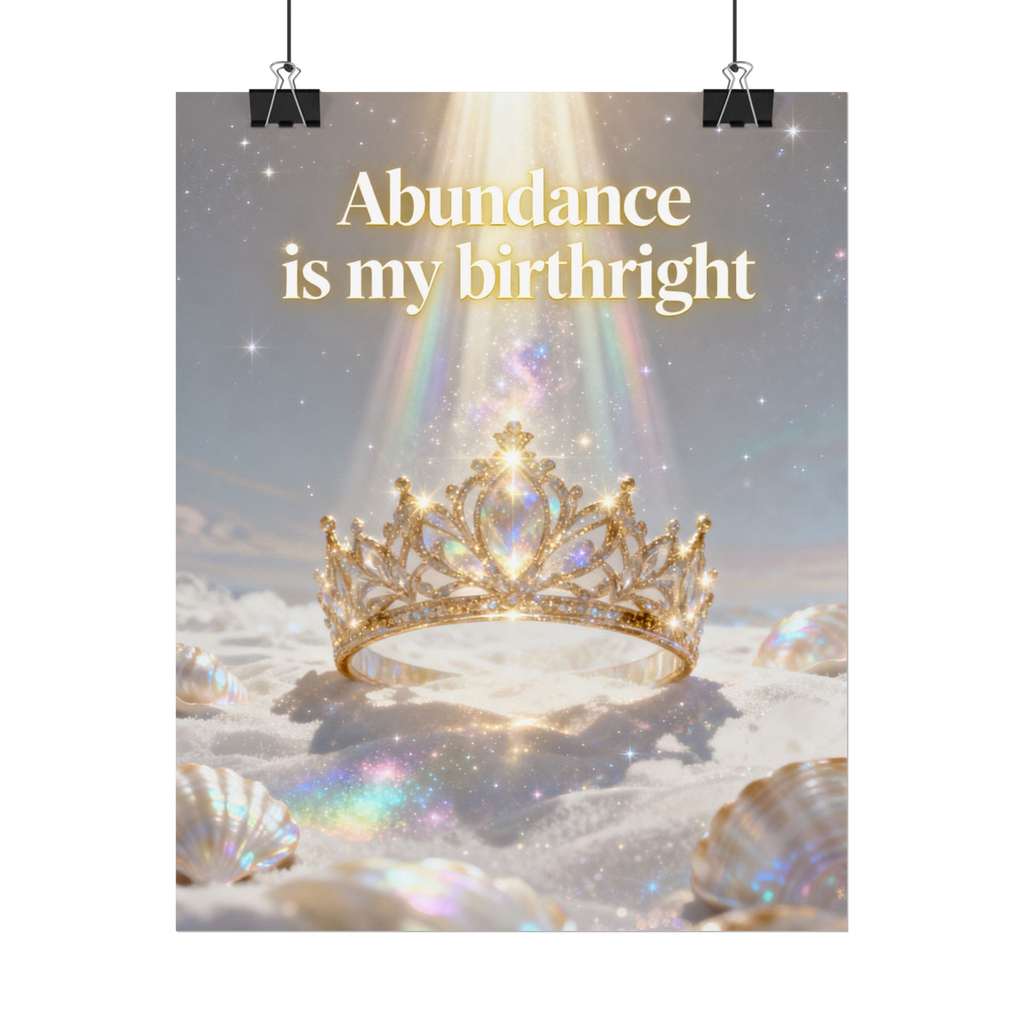 "Abundance Is My Birthright" Inspirational Crown Wall Art — Rolled Poster