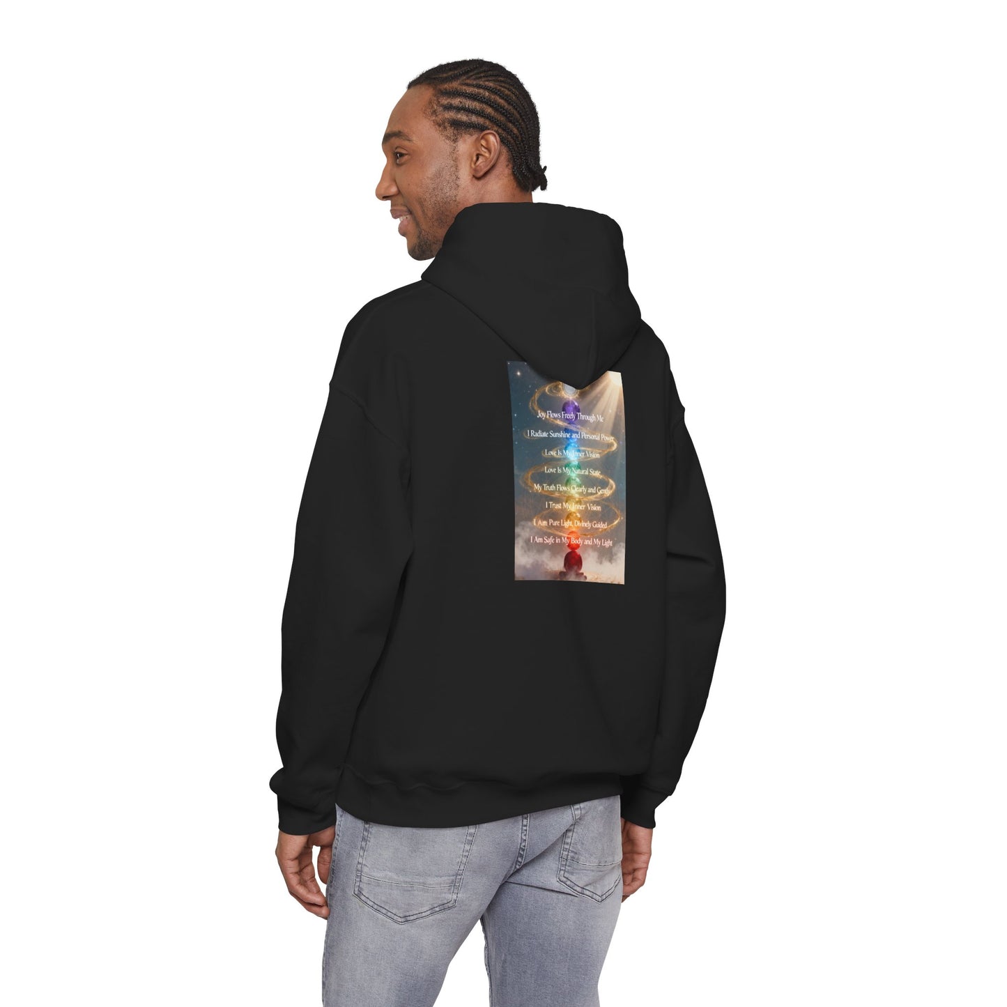 Aligned AF Hoodie | Chakra Spiral Meditation Back Graphic