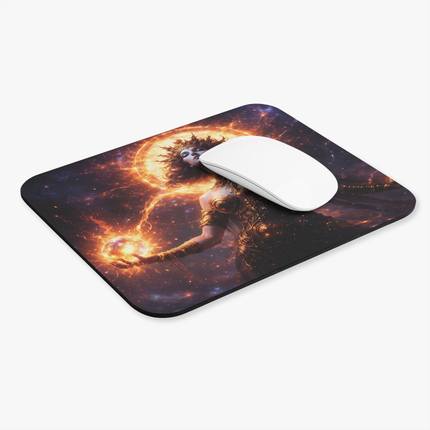 Solar Goddess Mouse Pad — Fantasy Cosmic Desk Mat — Gamers & Artists