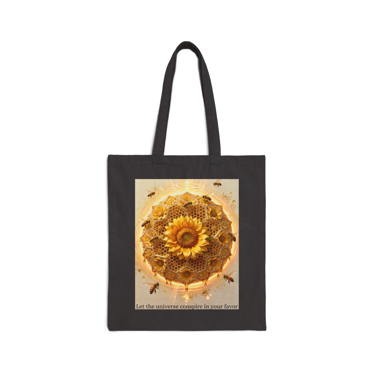 Sunflower Honey Mandala Tote Bag — "Trust what's blooming within you" Cotton Canvas Tote