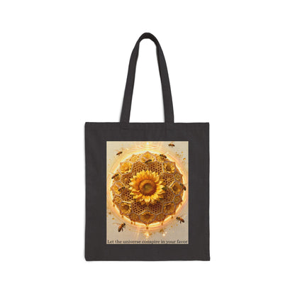 Sunflower Honey Mandala Tote Bag — "Trust what's blooming within you" Cotton Canvas Tote