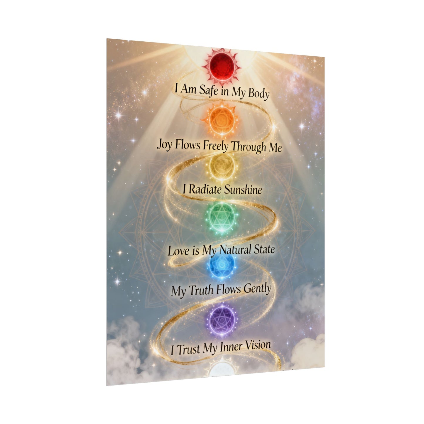 Chakra Affirmation Rolled Poster — Spiritual Wall Art