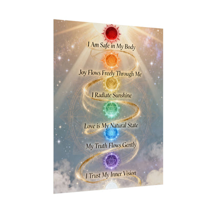 Chakra Affirmation Rolled Poster — Spiritual Wall Art