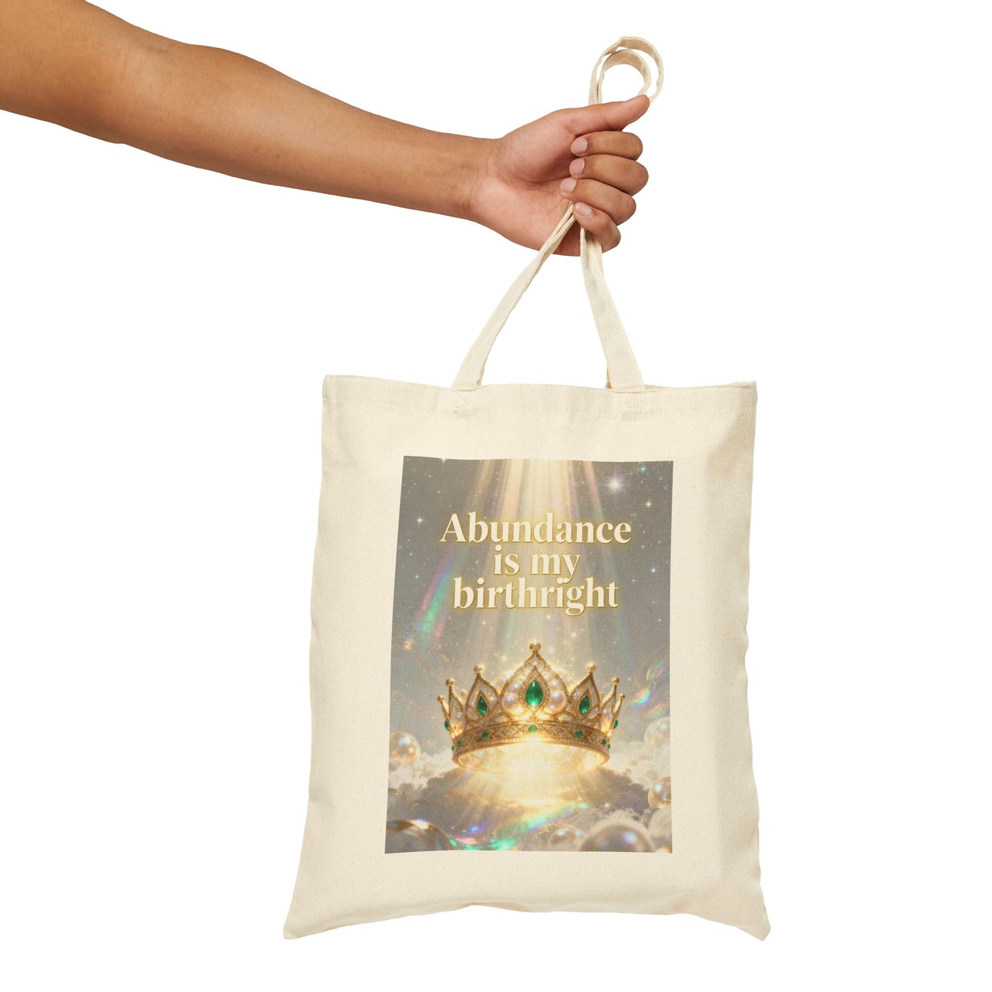 "Abundance Is My Birthright" —Crown Spiritual Affirmation Canvas Tote Bag