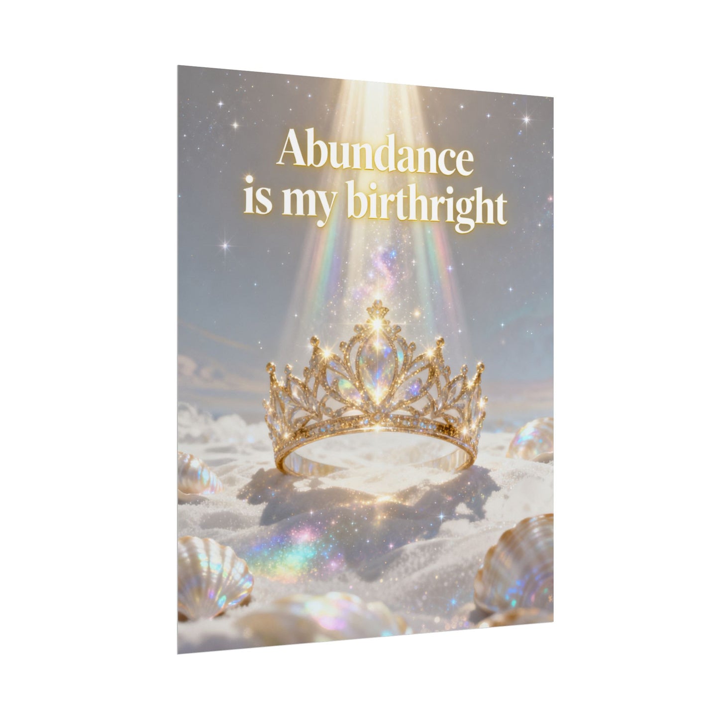 "Abundance Is My Birthright" Inspirational Crown Wall Art — Rolled Poster