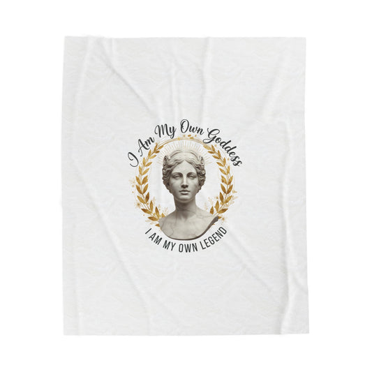Velveteen Plush Blanket " I am my own Goddess. I am my own legend"