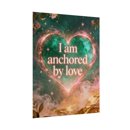 I am anchored by Love - Rolled Poster | Heart Affirmation Art Print