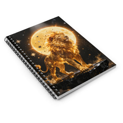 Lion Sun Notebook — Gold Leo Energy Ruled Journal for Astrology & Zodiac Lovers