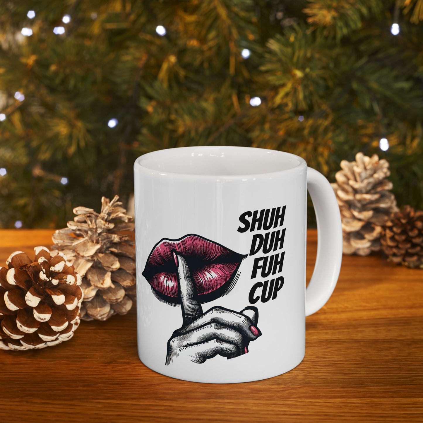 Ceramic Mug — Shh! Lip Print Coffee Mug (11oz)