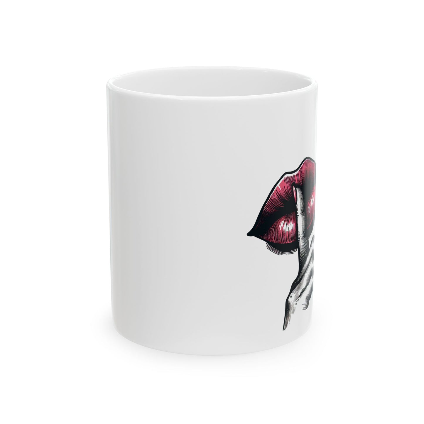 Ceramic Mug — Shh! Lip Print Coffee Mug (11oz)