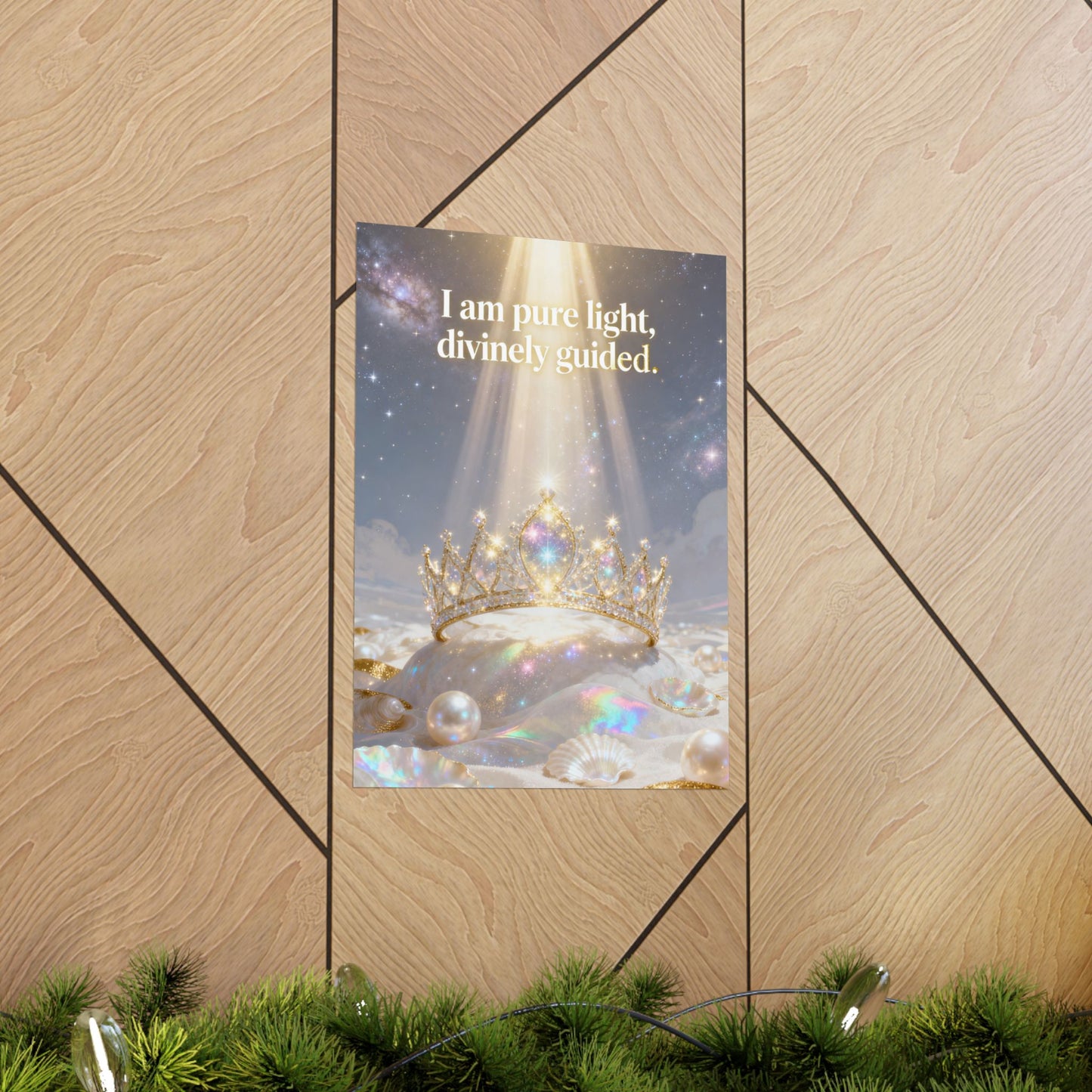 I Am Pure Light, Divinely Guided Matte Poster | Crown, Pearls, Spiritual Affirmation