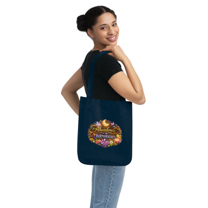 Tote Bag — "Abundance is My Birthright" Floral Moon Organic Canvas Tote