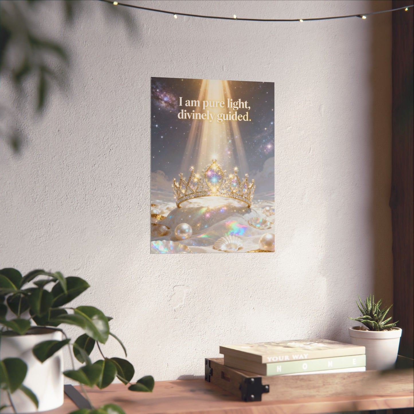 I Am Pure Light, Divinely Guided Matte Poster | Crown, Pearls, Spiritual Affirmation