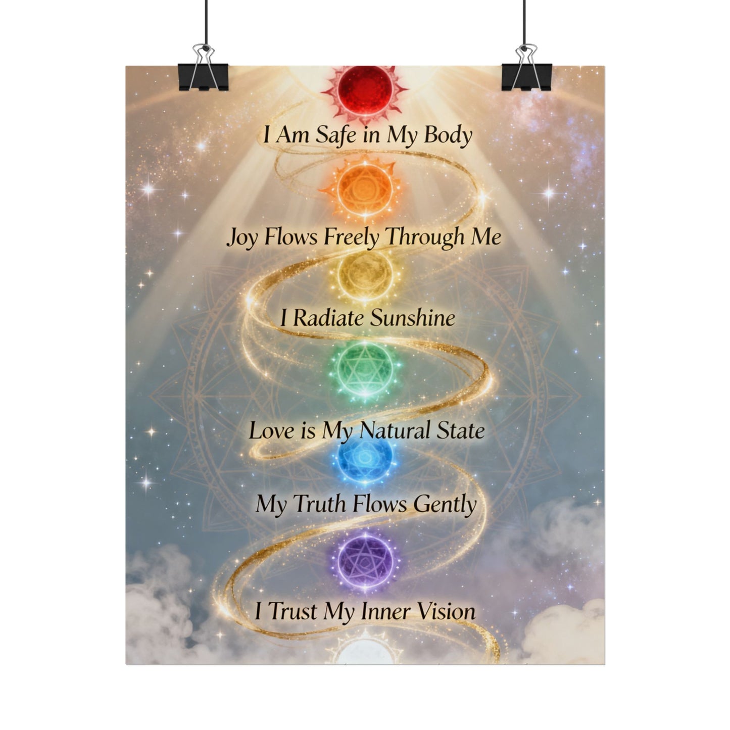 Chakra Affirmation Rolled Poster — Spiritual Wall Art