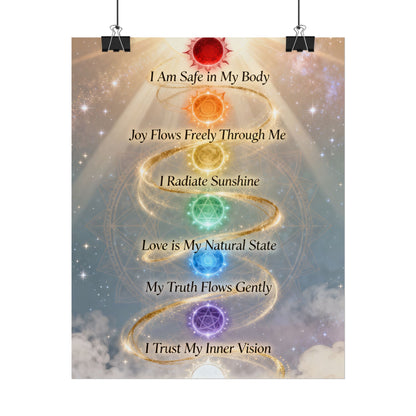 Chakra Affirmation Rolled Poster — Spiritual Wall Art