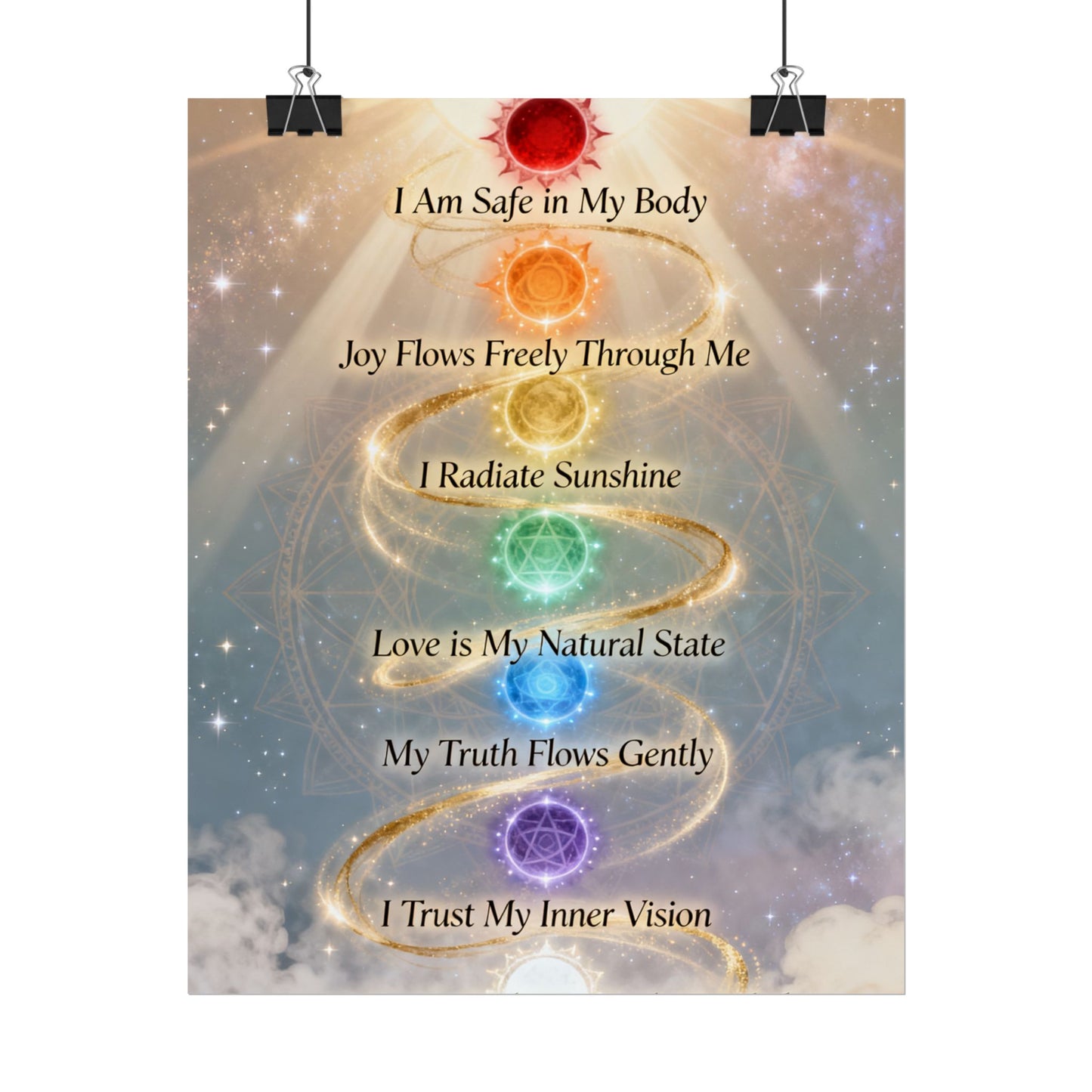 Chakra Affirmation Rolled Poster — Spiritual Wall Art