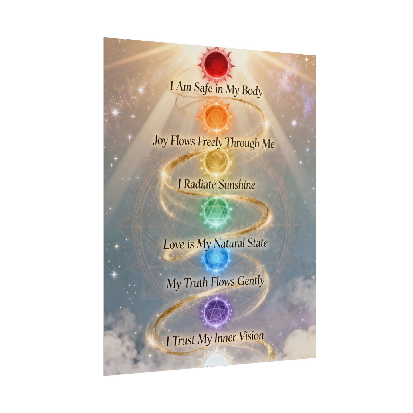 Chakra Affirmation Rolled Poster — Spiritual Wall Art