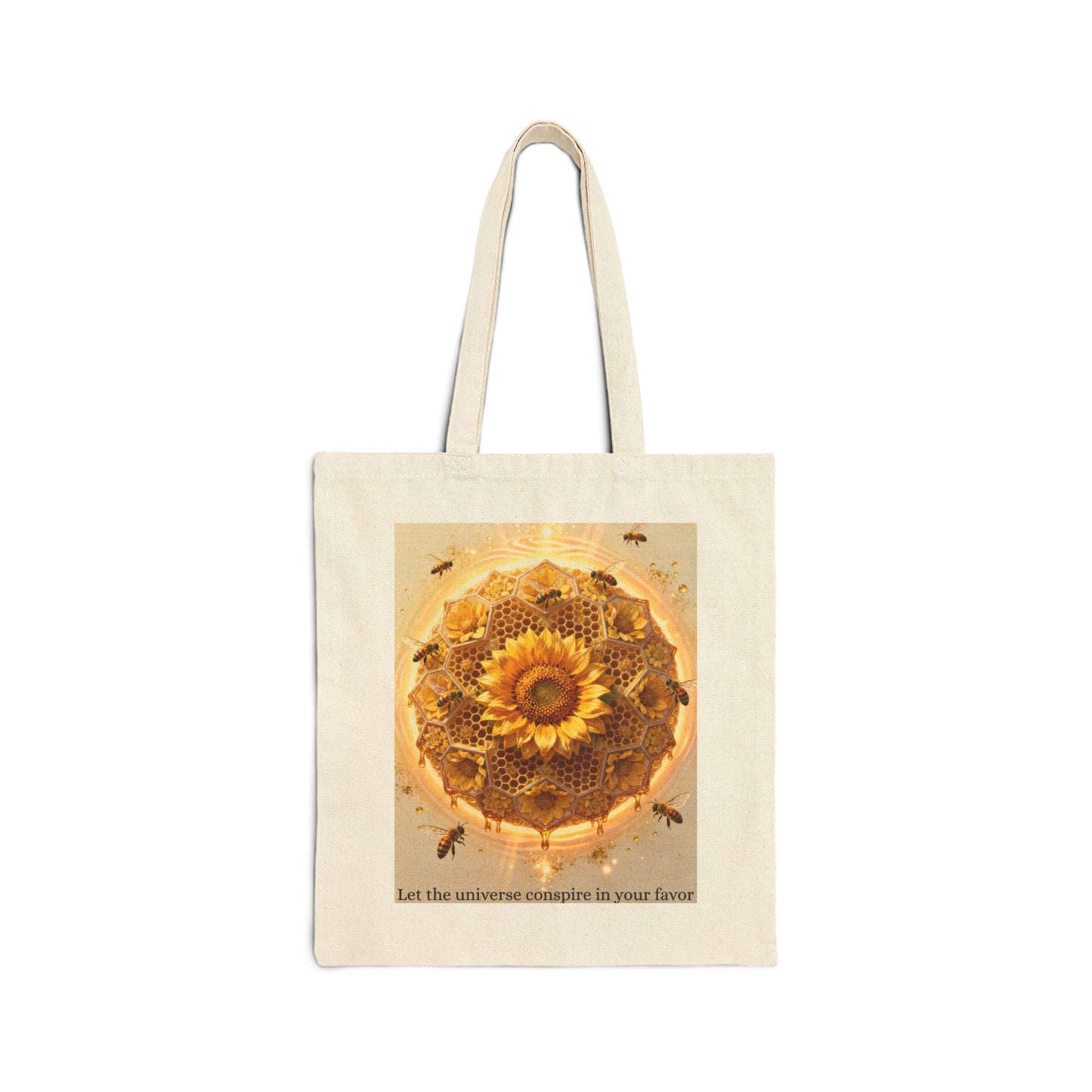 Sunflower Honey Mandala Tote Bag — "Trust what's blooming within you" Cotton Canvas Tote