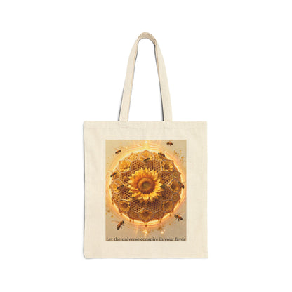 Sunflower Honey Mandala Tote Bag — "Trust what's blooming within you" Cotton Canvas Tote