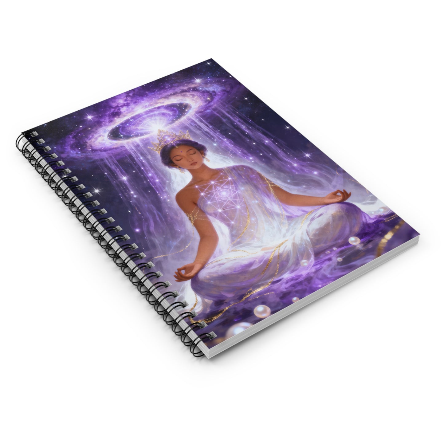 Meditation Notebook — Cosmic Crown Chakra Spiral Journal