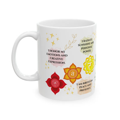 Chakra Affirmation Ceramic Mug — 11oz & 15oz Mindfulness Coffee Cup