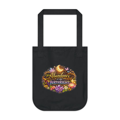 Tote Bag — "Abundance is My Birthright" Floral Moon Organic Canvas Tote