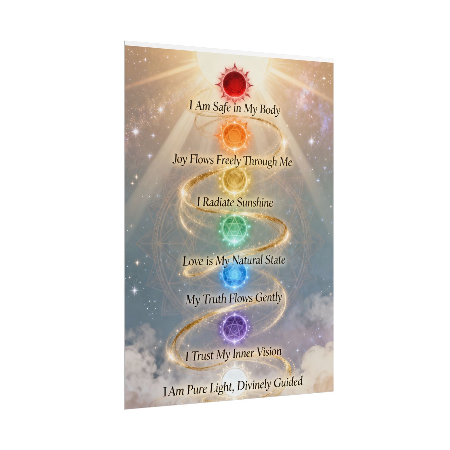 Chakra Affirmation Rolled Poster — Spiritual Wall Art