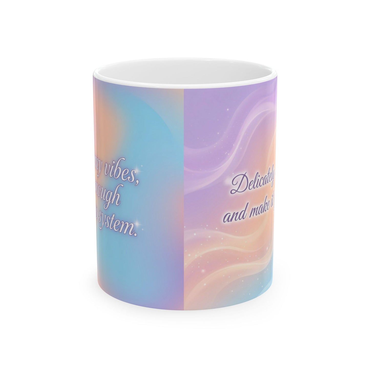 Inspirational Pastel Ceramic Mug – 'Delicious Vibes, Laugh Often' Motivational Coffee Cup