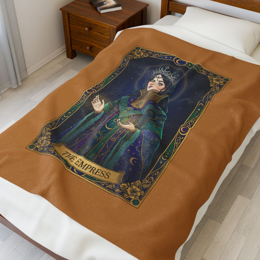 Empress Tarot Card Velveteen Blanket | classic tarot style, arcana décor