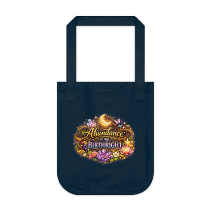 Tote Bag — "Abundance is My Birthright" Floral Moon Organic Canvas Tote