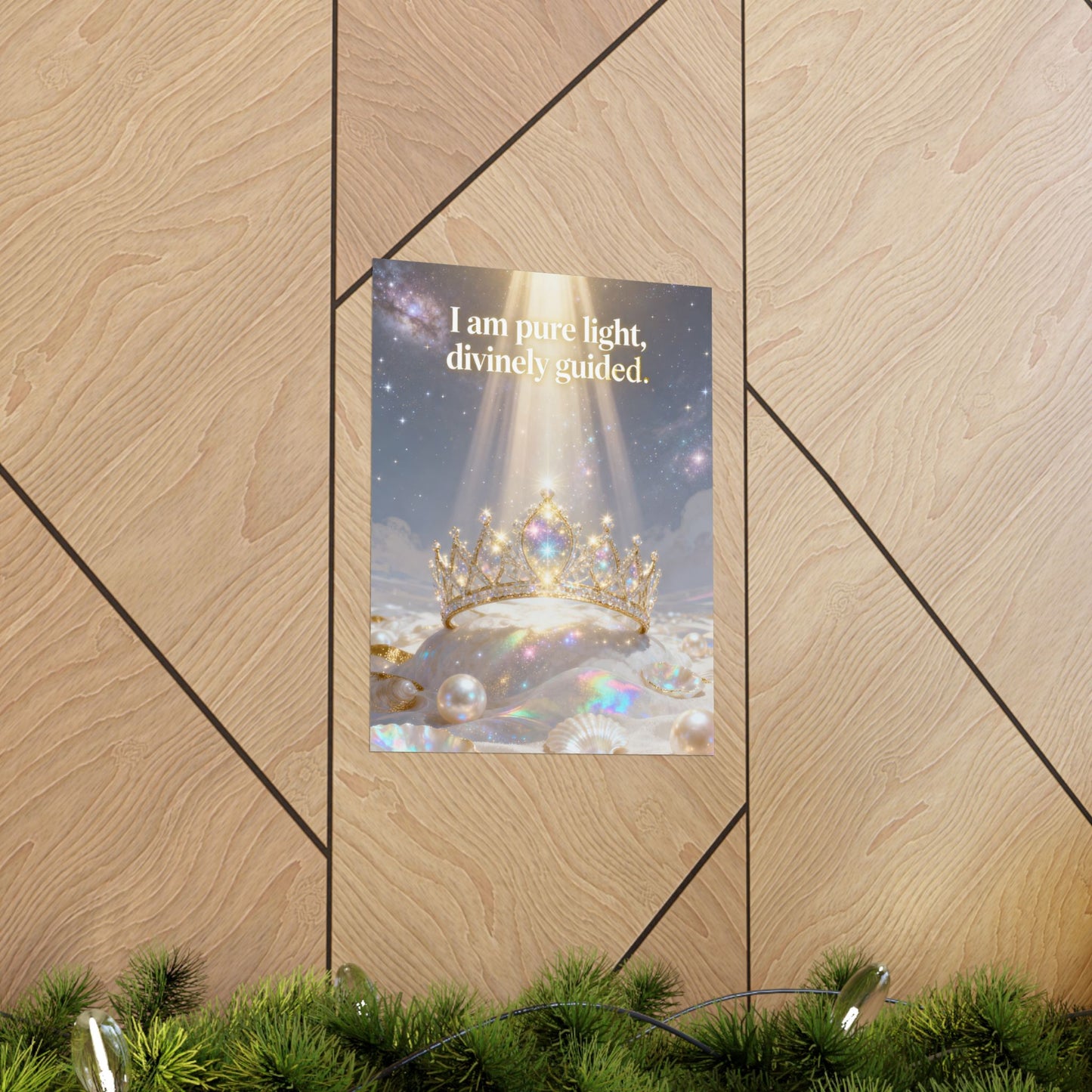 I Am Pure Light, Divinely Guided Matte Poster | Crown, Pearls, Spiritual Affirmation