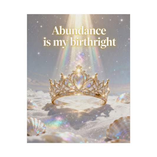 "Abundance Is My Birthright" Inspirational Crown Wall Art — Rolled Poster
