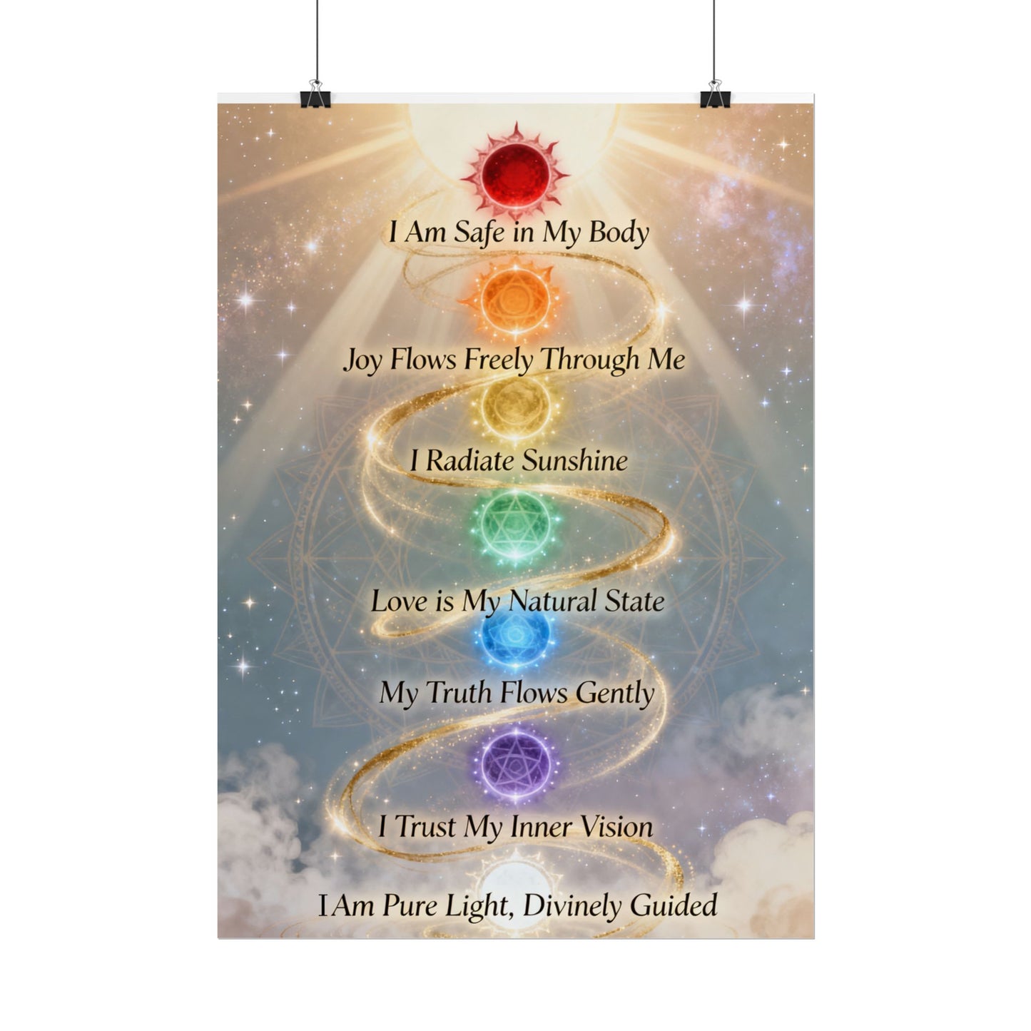 Chakra Affirmation Rolled Poster — Spiritual Wall Art