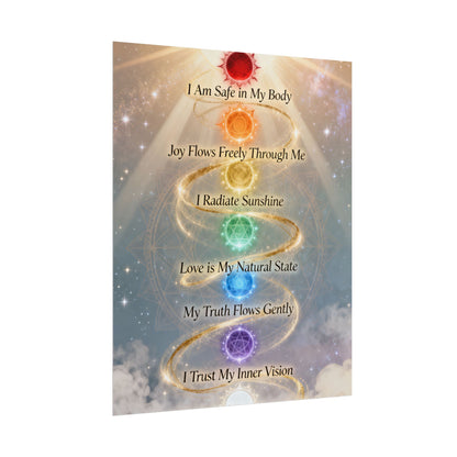 Chakra Affirmation Rolled Poster — Spiritual Wall Art