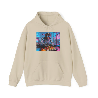 Cyberpunk Sushi Chef Hoodie — Neon Retro Streetwear Pullover