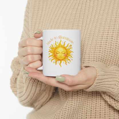 Sun & Moon Ceramic Mug — “Powerful in Practice” Yin Yang Astrology Coffee Cup (Made to Illuminate / Powerful in Presence)