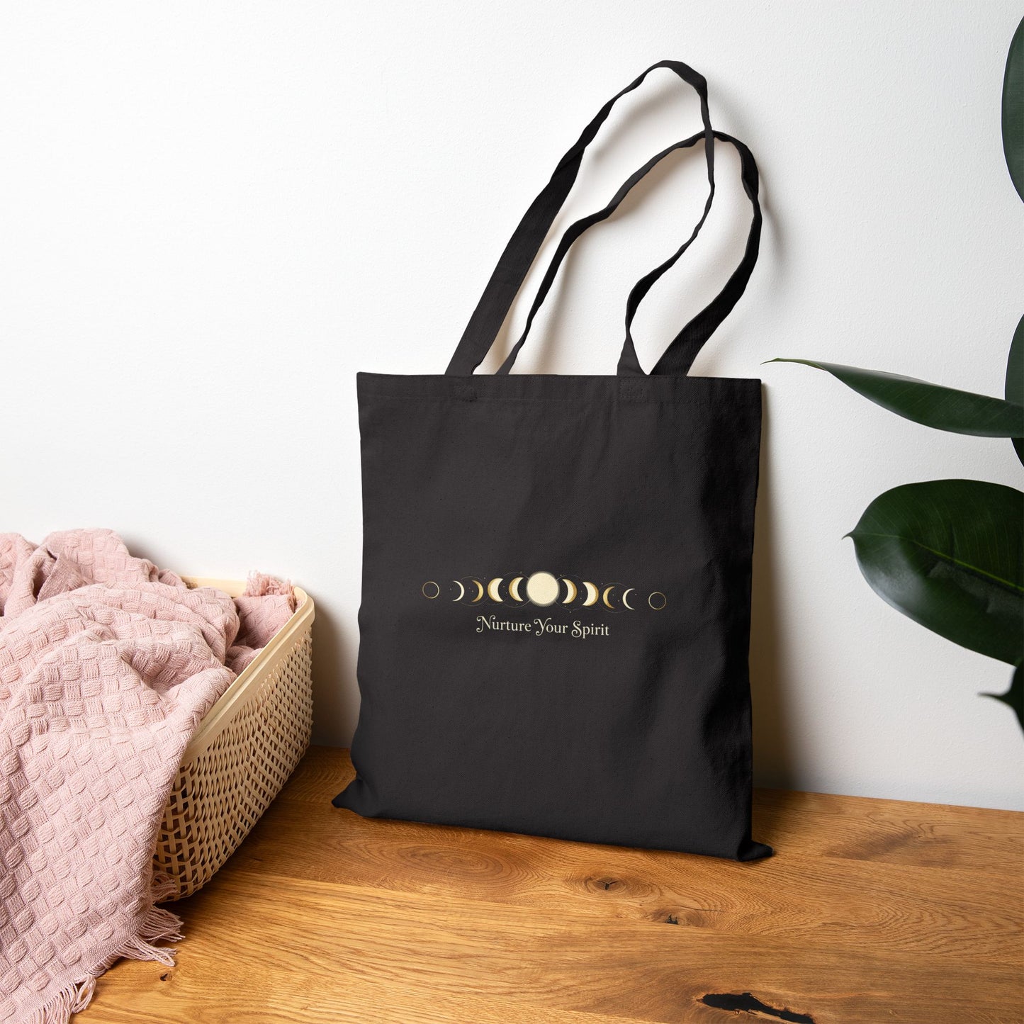 Moon Phase Ritual / Market Tote | celestial wellness "Nurture Your Spirit"