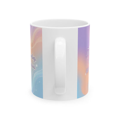 Inspirational Pastel Ceramic Mug – 'Delicious Vibes, Laugh Often' Motivational Coffee Cup