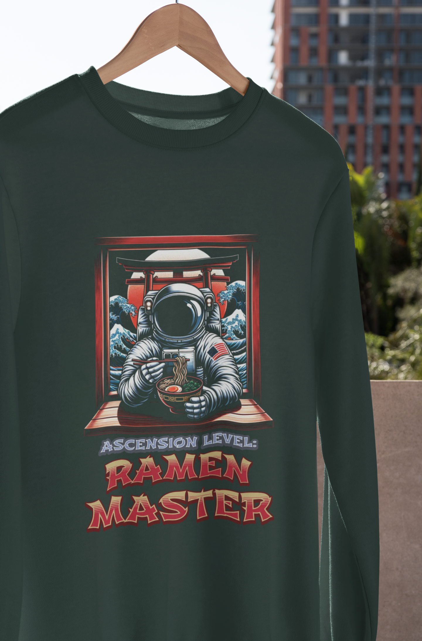 Ramen Master Astronaut Long Sleeve Tee — 'Ascension level, Ramen Master'