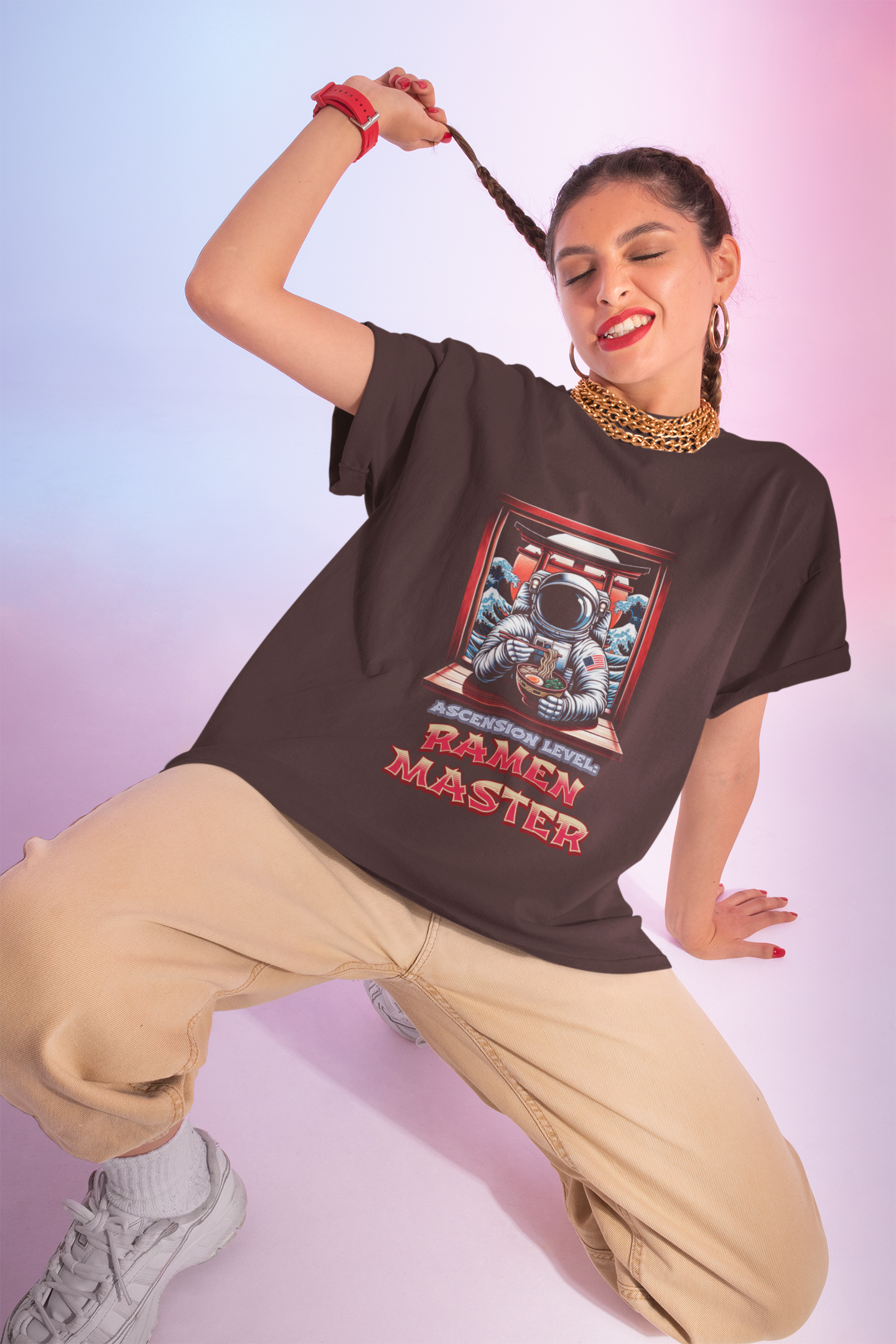 Ramen Master — Astronaut Slurping Ramen Tee ("Ascension level: Ramen Master")