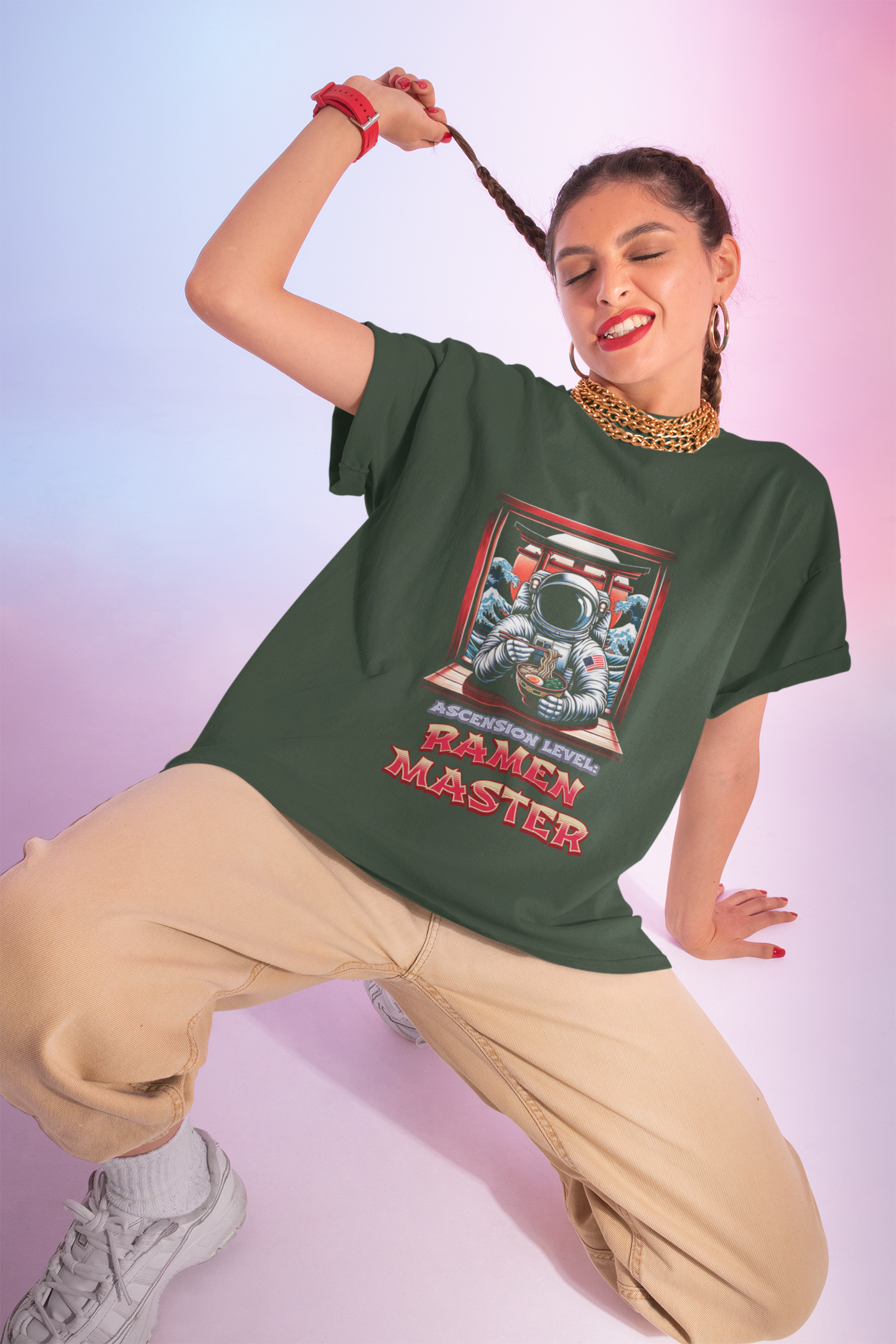 Ramen Master — Astronaut Slurping Ramen Tee ("Ascension level: Ramen Master")