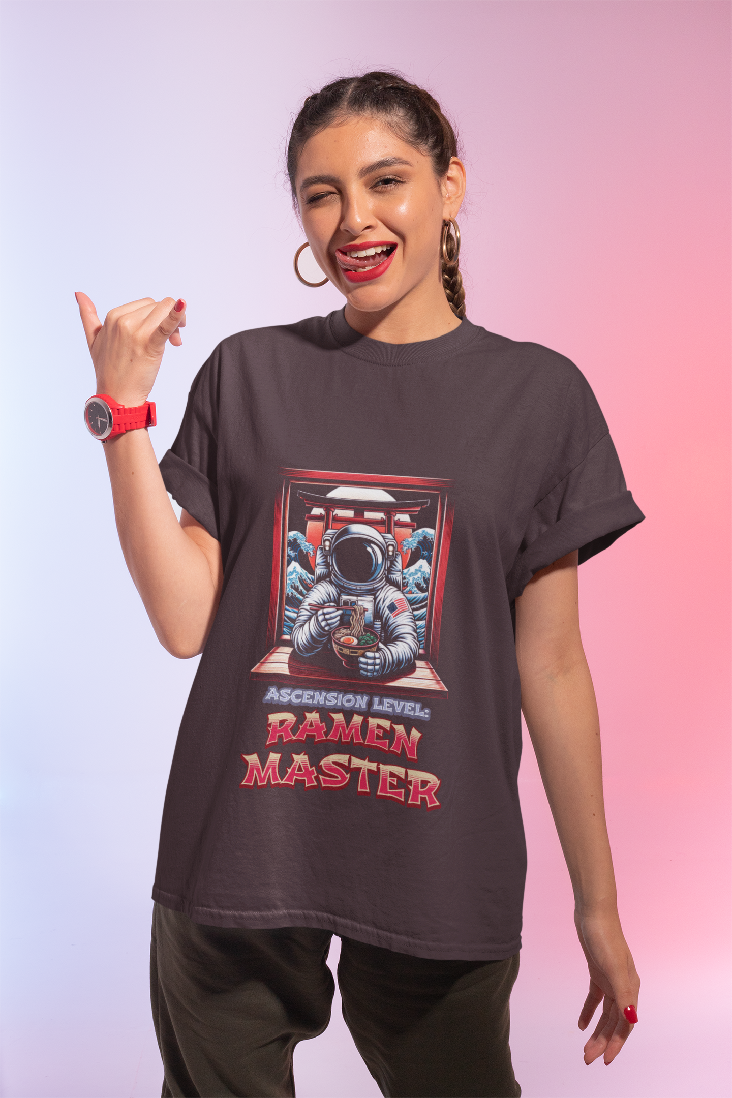 Ramen Master — Astronaut Slurping Ramen Tee ("Ascension level: Ramen Master")