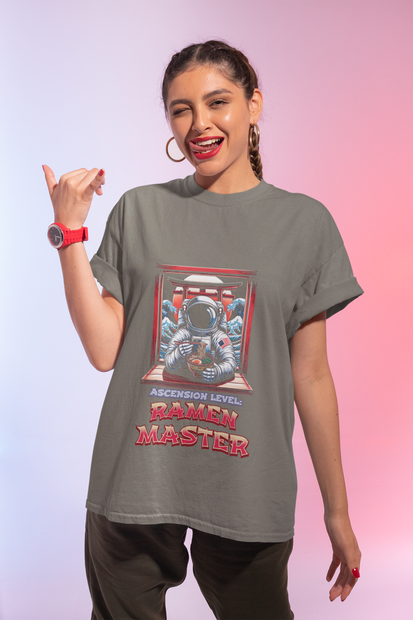 Ramen Master — Astronaut Slurping Ramen Tee ("Ascension level: Ramen Master")