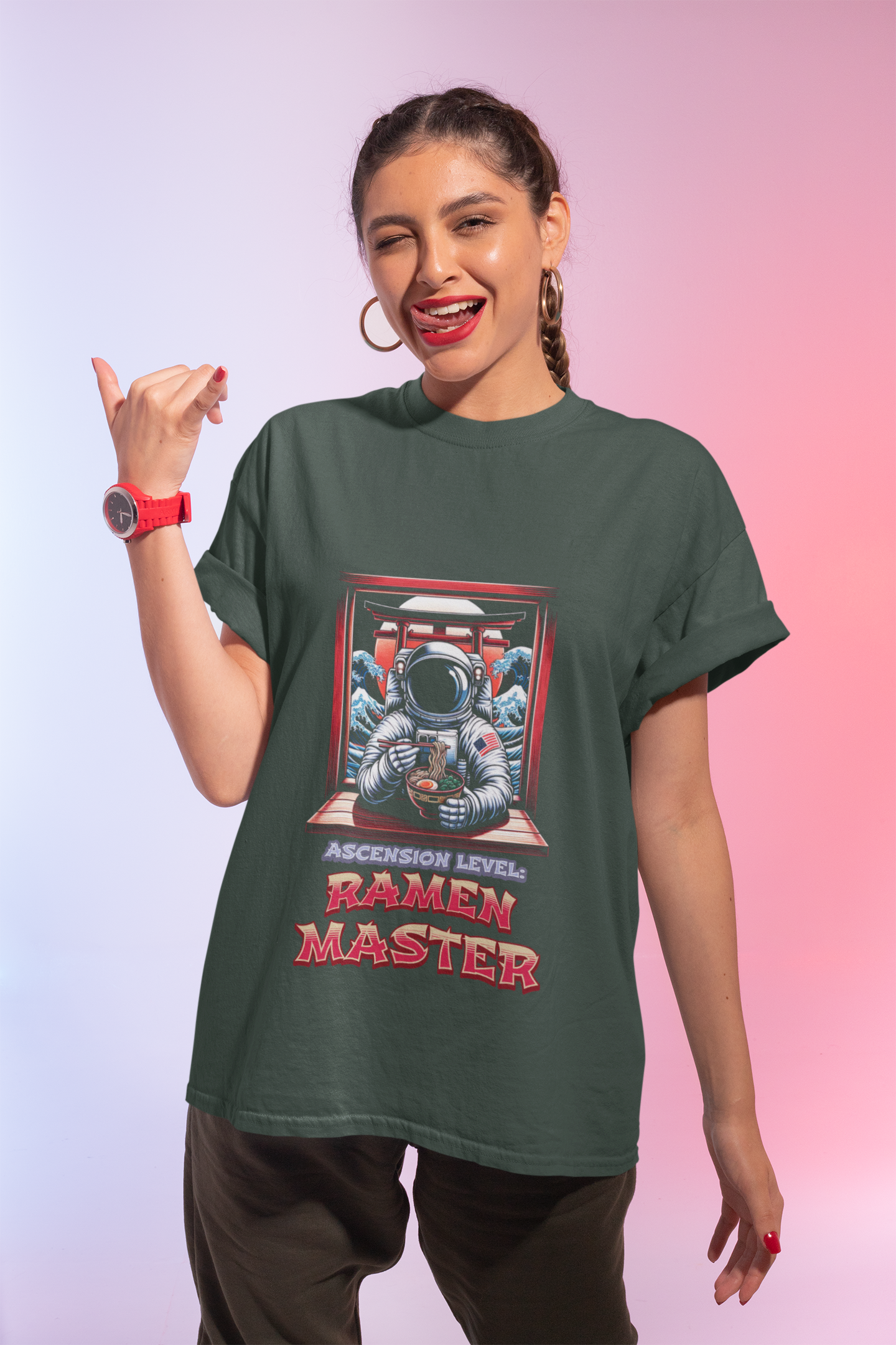 Ramen Master — Astronaut Slurping Ramen Tee ("Ascension level: Ramen Master")