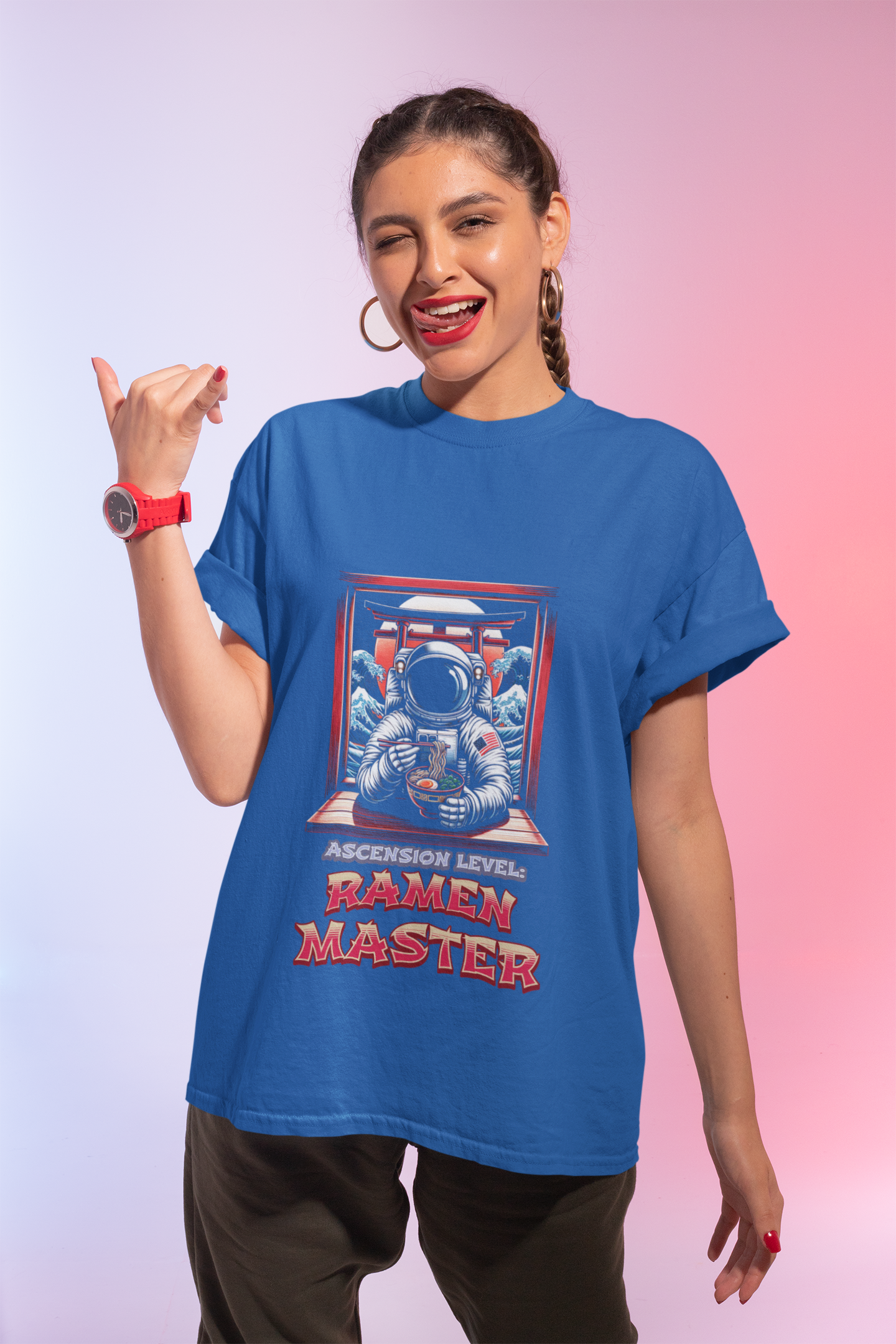 Ramen Master — Astronaut Slurping Ramen Tee ("Ascension level: Ramen Master")