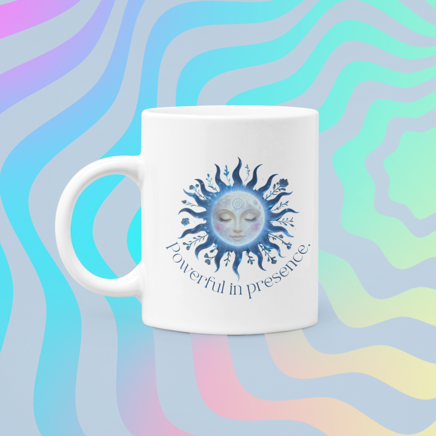 Sun & Moon Ceramic Mug — “Powerful in Practice” Yin Yang Astrology Coffee Cup (Made to Illuminate / Powerful in Presence)