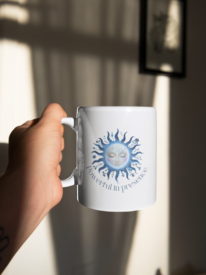 Sun & Moon Ceramic Mug — “Powerful in Practice” Yin Yang Astrology Coffee Cup (Made to Illuminate / Powerful in Presence)
